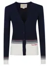 Valentino V-neck Cardigan With Contrast Hem In Blue