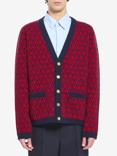 Valentino Toute La V Cardigan In Blue