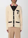 Valentino Men's Pocket-monogram Ribbed Cardigan In Neutral