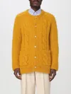 Valentino Mens Patch-pocket Mohair-blend Cable Knit Cardigan Ocra In Yellow