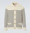 Valentino Striped Shawl Collar Cardigan Pockets In Blau