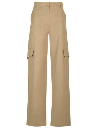 Valentino Cargo Pants In Stretch Canvas In Beige