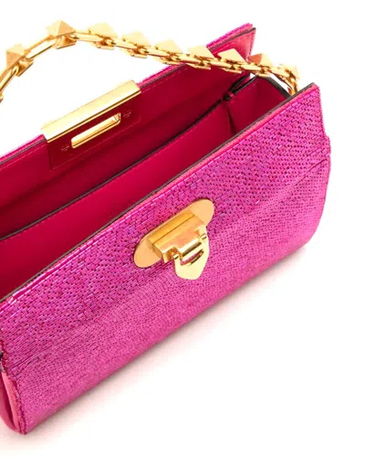 Valentino Garavani Valentino Carry Secrets Beaded Leather Clutch In Pink