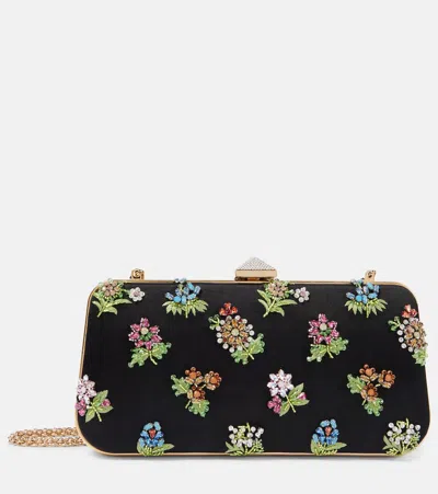 Valentino Garavani Verzierte Clutch Carry Secrets Aus Satin In Schwarz