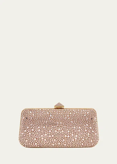 Valentino Carry Secrets Sparkling Rhinestones Clutch Bag In Zzf Gold Quartz G