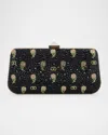 Valentino Carry Secrets Vlogo Flower Crystals Minaudiere In Nero Multi Crystal