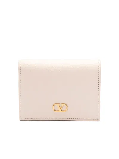 Valentino Garavani Vlogo Signature Flap French Wallet In Beige