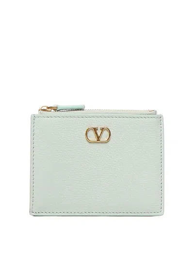 Valentino Garavani Vlogo Signature Coin And Card Holder In Grey