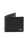 Valentino Vlogo Signature Billfold Black Leather Wallet In Black