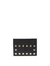 Valentino Garavani Women Rockstud Leather Card Case In Black