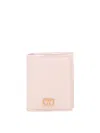 Valentino Green Leather Wallet With Logo In Pink