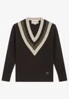 Valentino Cashmere And Wool Knitted Sweater In Brown
