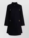 Valentino Embellished Stand Collar Coat With Pocket Detail In Black
