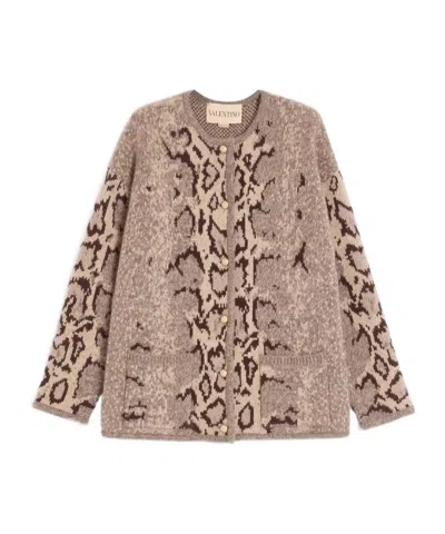 Valentino Cashmere Animal Print Cardigan In Multi