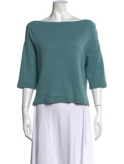 Pre-owned Valentino Cashmere Bateau Neckline Sweater In Blue