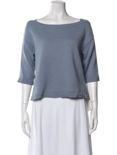 Pre-owned Valentino Cashmere Bateau Neckline Top In Blue