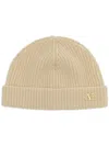 Valentino Ribbed Cashmere Beanie Hat With Turn-up Brim In Nude