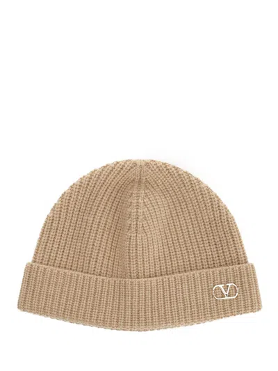 Valentino Garavani Cashmere Bennie Cap Hats Beige