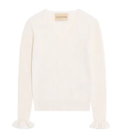 Valentino Cashmere Cable-knit Sweater In Neutral