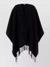 Valentino Cashmere Cape With Fringe Detailing And Loose Fit