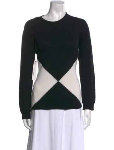 Pre-owned Valentino Cashmere Colorblock Pattern Sweater In Black