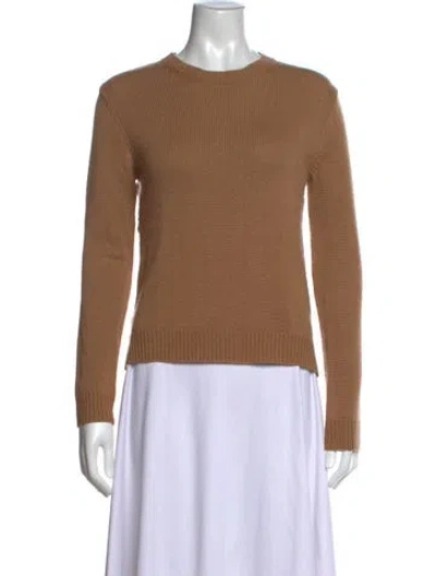 Pre-owned Valentino Cashmere Crew Neck Sweater In Brown