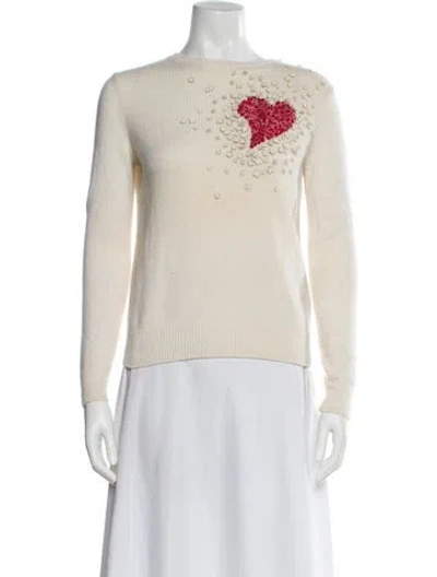 Pre-owned Valentino Cashmere Crew Neck Sweater In Neutral