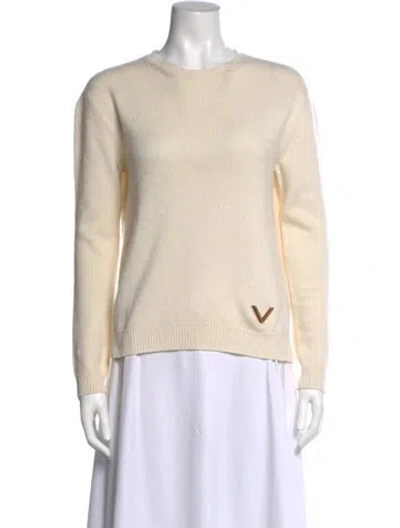 Pre-owned Valentino Cashmere Crew Neck Sweater In Neutral