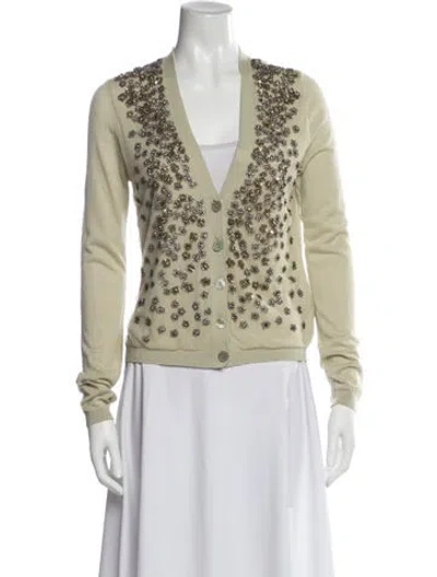 Pre-owned Valentino Cashmere Floral Print Sweater In Neutrals