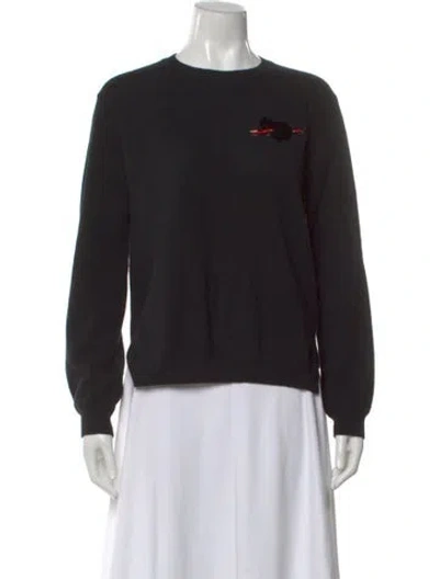 Pre-owned Valentino Cashmere Graphic Print Sweater In Black