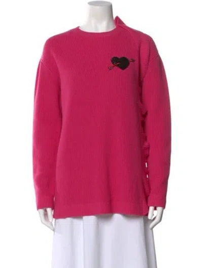 Pre-owned Valentino Cashmere Graphic Print Sweater In Pink