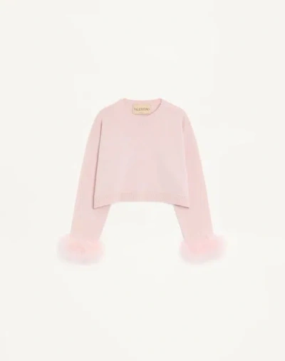 Valentino Cashmere Jumper With Feathers Woman Pink Xs