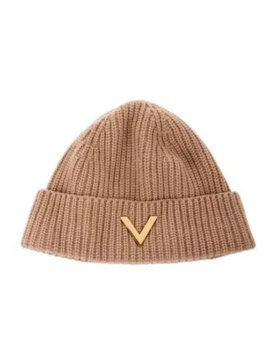 Pre-owned Valentino Garavani Cashmere Knit Beanie In Brown