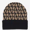 Valentino Beige Cashmere Knitted Beanie Toile Iconographe Beanie In Camel/nero