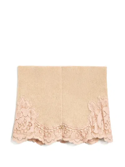Valentino Garavani Cashmere Lace-detailing Headband In Neutral