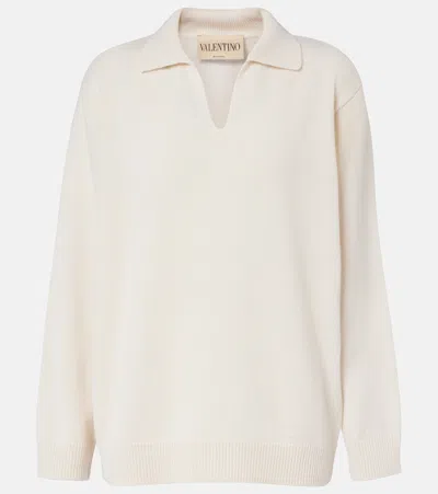 Valentino Cashmere Polo Sweater In Neutral
