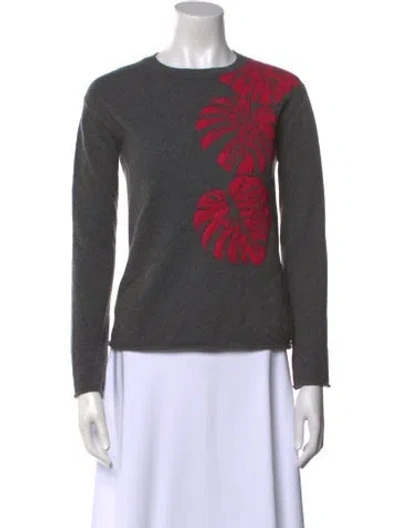 Pre-owned Valentino Cashmere Printed Sweater In Gray