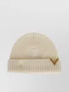 Valentino Cashmere Ribbed Folded Cuff Beanie Knitted