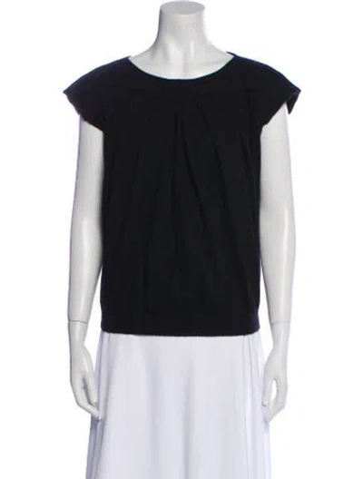 Pre-owned Valentino Cashmere Scoop Neck Top In Black