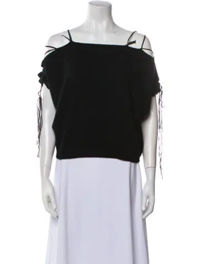Pre-owned Valentino Cashmere Square Neckline Sweater In Black