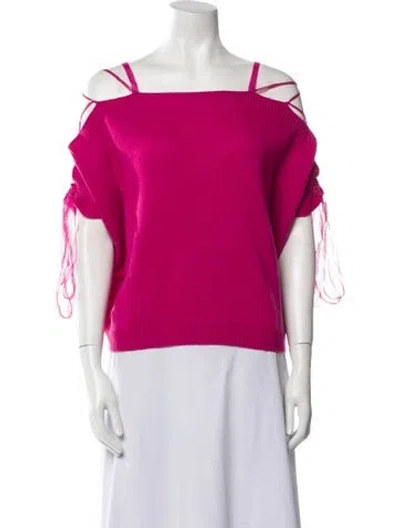 Pre-owned Valentino Cashmere Square Neckline Sweater In Pink
