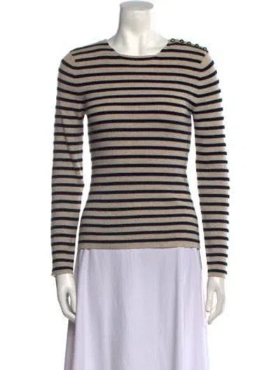 Pre-owned Valentino Cashmere Striped Sweater In Neutral