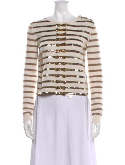 Pre-owned Valentino Cashmere Striped Sweater In Neutral