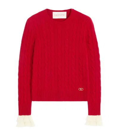 Valentino Cashmere Sweater In New Red/avorio