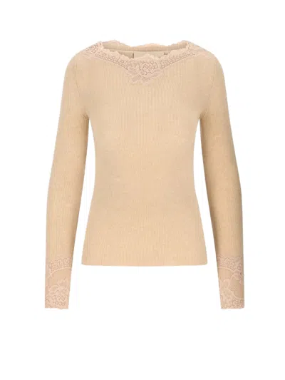 VALENTINO CASHMERE SWEATER WITH LACE INSERTS