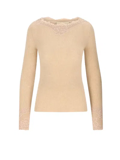 VALENTINO CASHMERE SWEATER WITH LACE INSERTS