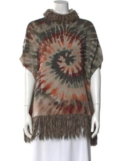 Pre-owned Valentino Cashmere Tie-dye Print Sweater In Neutral