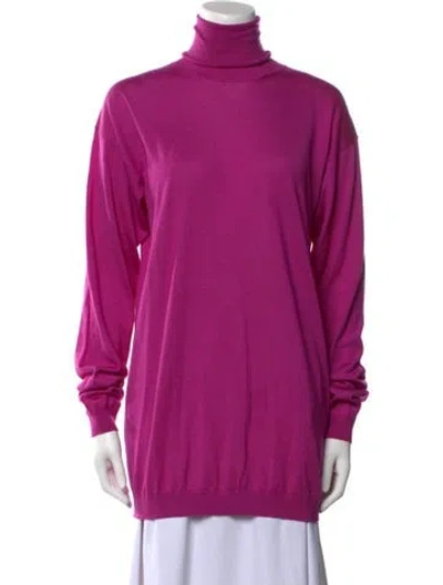 Pre-owned Valentino Cashmere Turtleneck Sweater W/ Tags In Purple