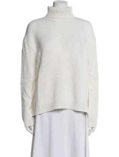Pre-owned Valentino Cashmere Turtleneck Sweater In White
