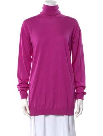 Pre-owned Valentino Cashmere Turtleneck Sweatshirt In Purple